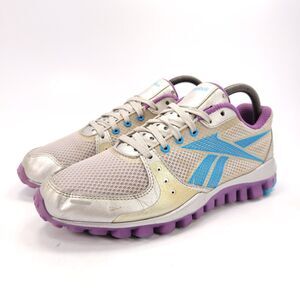 Reebok Real Flex Trainer Athletic Lace Up Shoe Womens Size 8 J90049 White Purple